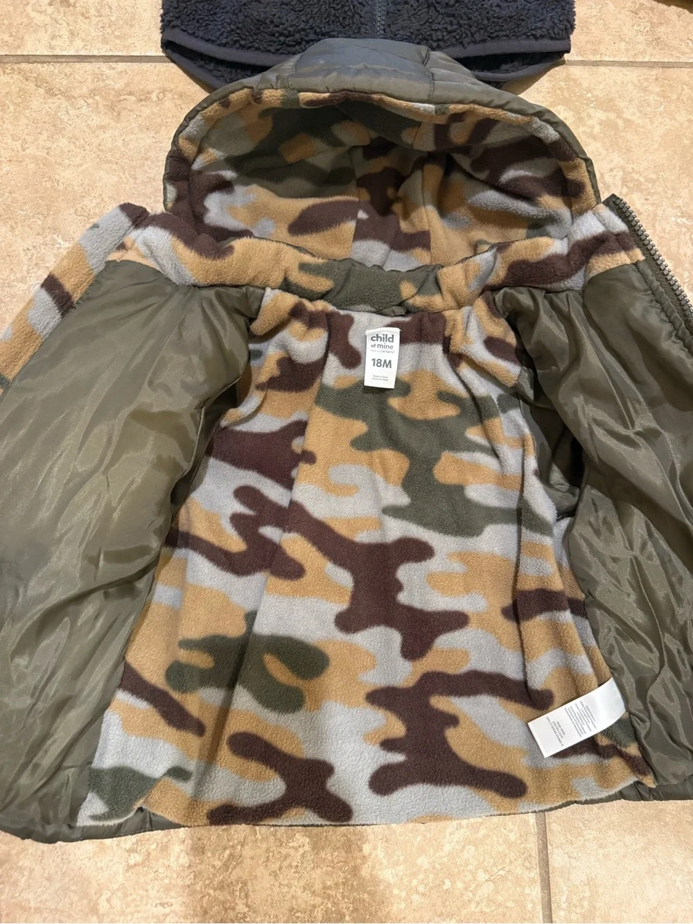Carter’s Child of Mine Winter Coat & Old Navy Zip-Up Fleece Bear Jacket